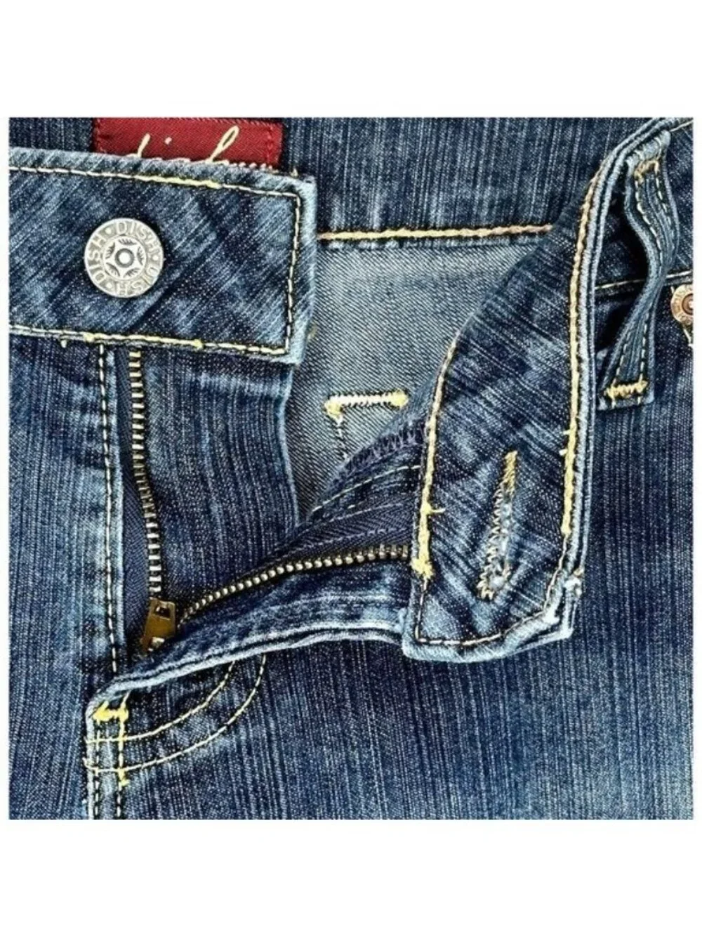 Vintage Dish Low Rise Flare Jeans Womens 31x34 Y2K Retro Stretch Canada Made